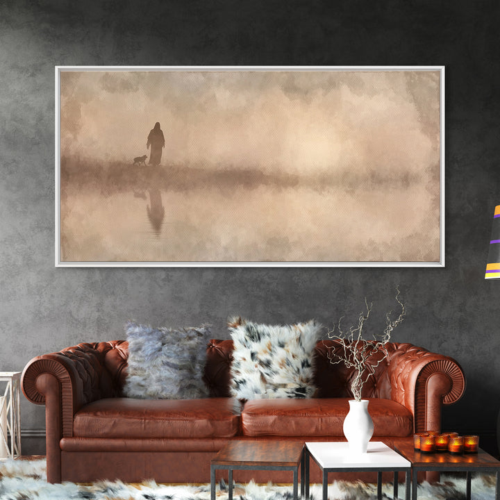 Shepherd River Walk – Framed Canvas Print – Jesus Painting – Christian Wall Art – Christian Art Canvas – Christian Decor