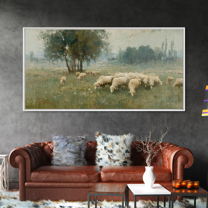 Radiant Meadow Flock, Framed Canvas Print, Christian Art, Christian Wall Art, Christian Art Canvas, Christian Paintings, Christmas Art, Chr