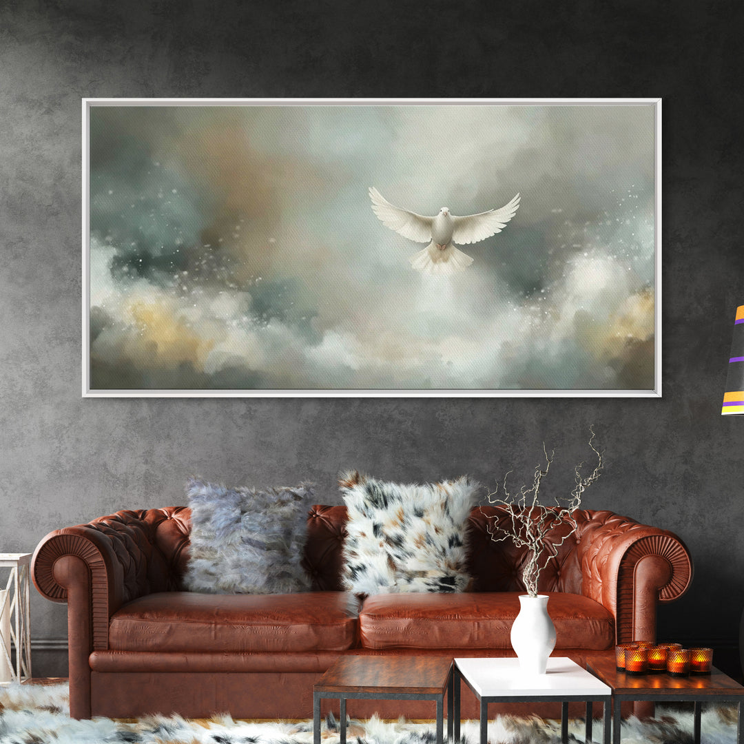 Cloudborne Peace – Framed Canvas Print – Christian Art Print – Blue Christian Art – Christian Decor For Home – Christmas Art
