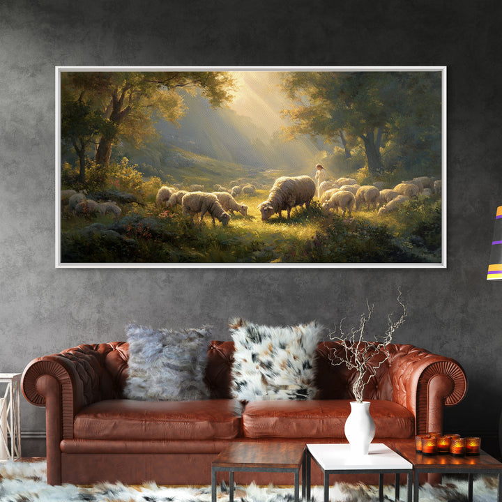 Shepherds Of Light – Framed Canvas Print – Christian Wall Art – Christian Art Canvas – Jesus Painting – Christmas Art – Christian Christmas