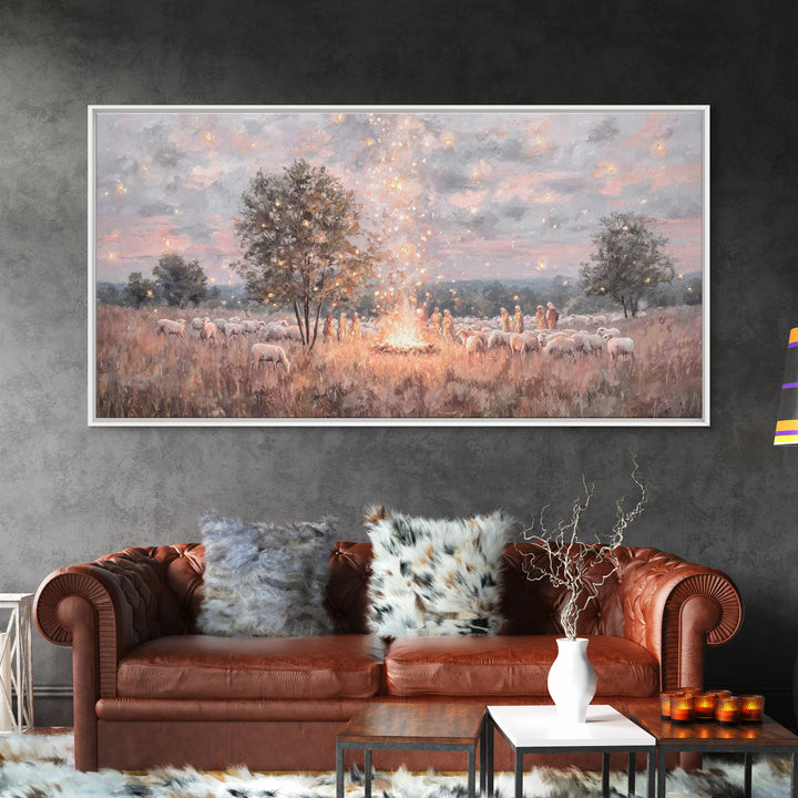 Glory In The Field | Framed Canvas Print | Christian Art Canvas | Christmas Art | Christian Wall Art | Jesus Painting | Christian Christmas