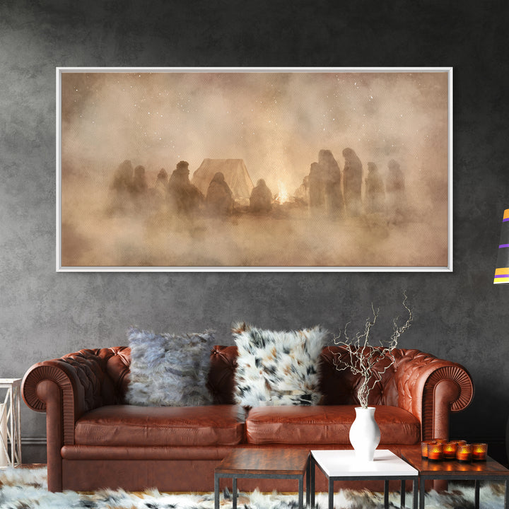 Silent Star Gathering | Framed Canvas Print | Christian Wall Art | Jesus Painting | Christmas Art | Christian Christmas Art | Christian Art