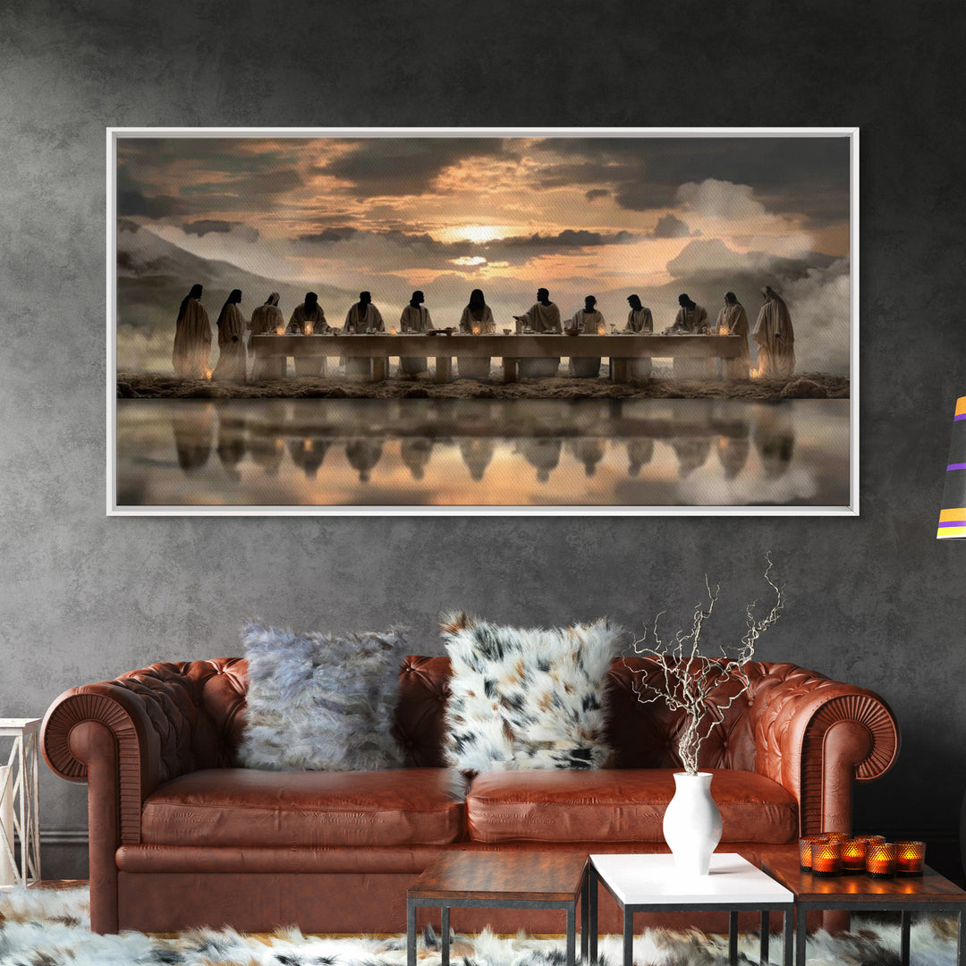 Sacred Supper Horizon – Framed Canvas Print – Christian Wall Art – Christian Art Canvas – Jesus Painting – Christian Christmas Art – Christ