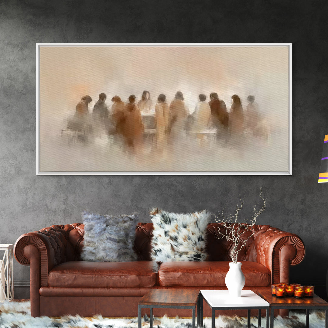 Heavenly Supper, Framed Canvas Print, Christian Art Canvas, Jesus Painting, Christian Wall Art, Christian Christmas Art, Christian Decor