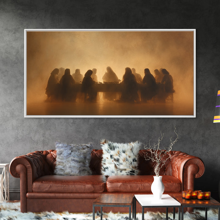 Golden Gathering | Framed Canvas Print | Christian Wall Art | Christian Art Canvas | Jesus Painting | Christian Christmas Decor | Christian