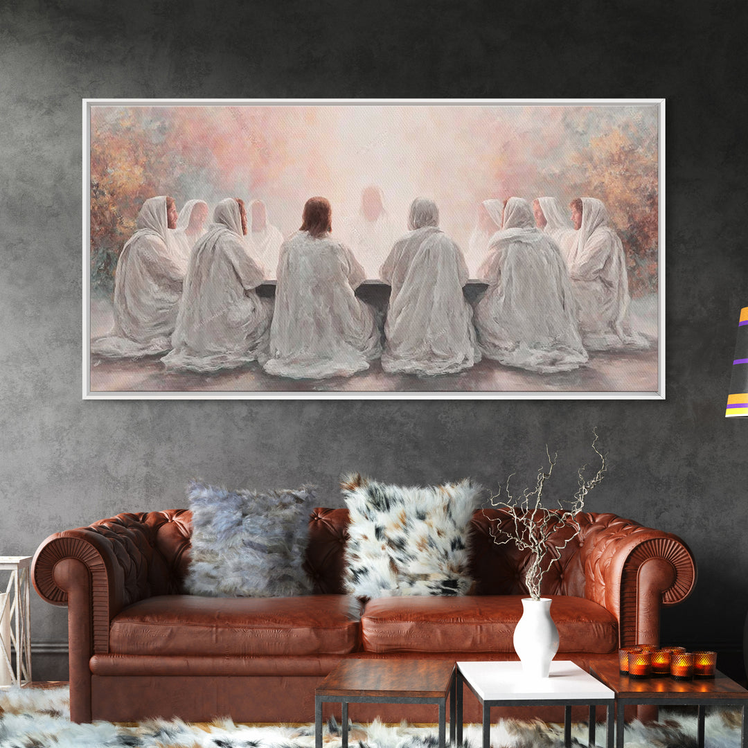 Celestial Feast, Framed Canvas Print, Christian Art Print, Christian Wall Art, Jesus Painting, Christian Christmas Decor, Christian Gift
