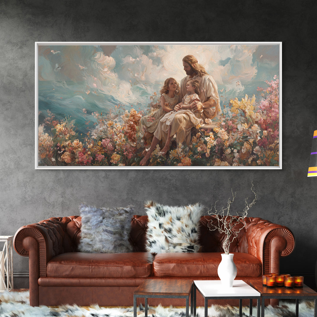 Waves Of Mercy | Framed Canvas Print | Christian Wall Art | Christian Art Canvas | Jesus Painting | Christian Decor | Modern Christian Art