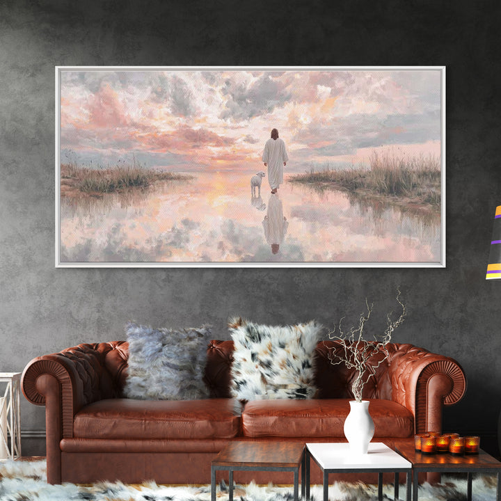 Sunset Promise, Framed Canvas Print, Christian Art Canvas, Christian Wall Art, Jesus Painting, Christian Christmas Art, Modern Christian Pa