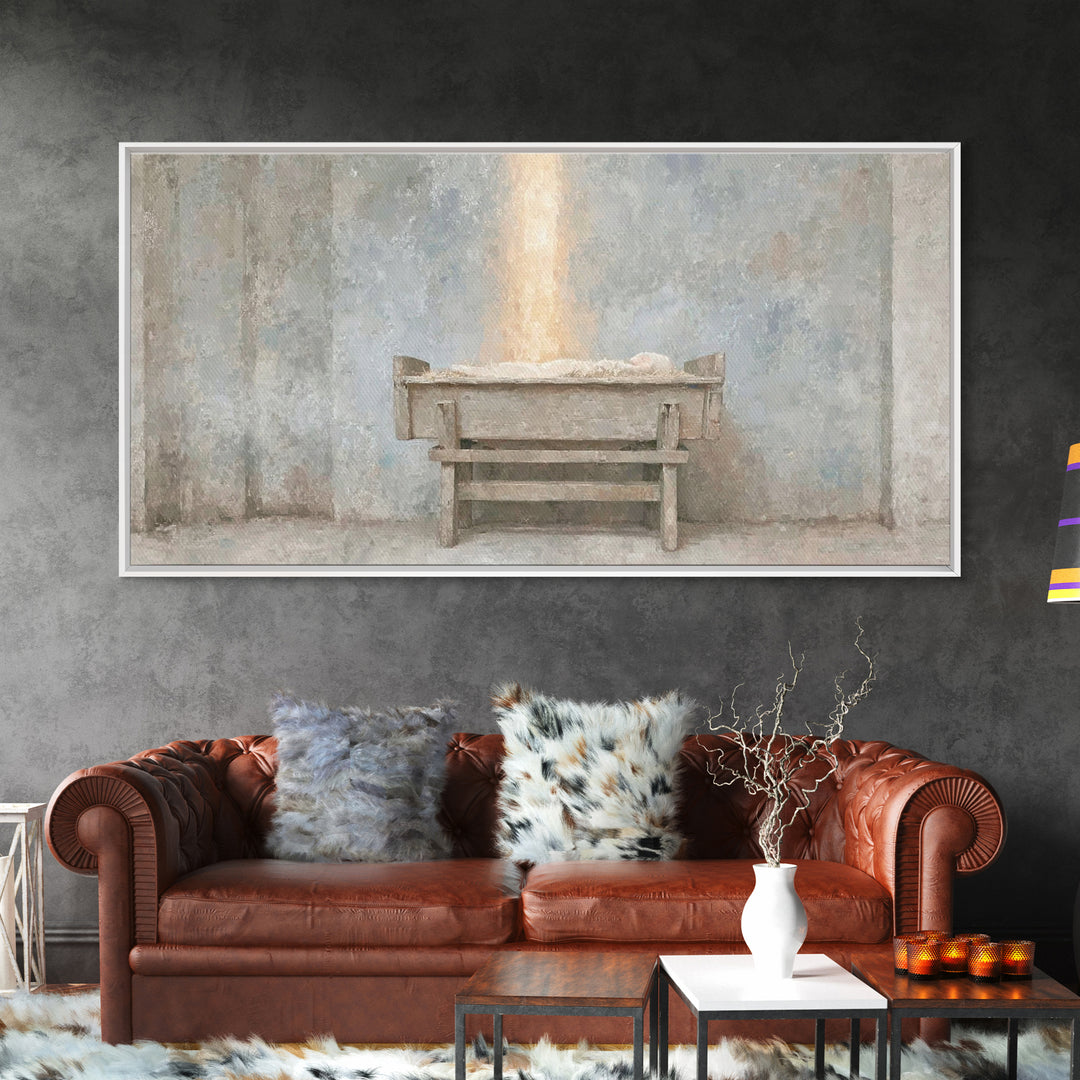 Infant Promise Glow, Framed Canvas Print, Christian Art Work, Minimalist Christian Art, Christmas Art Prints, Christian Christmas