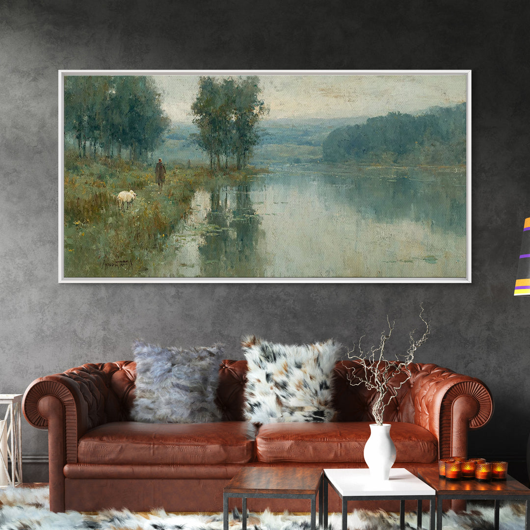 Quiet Pasture Light - Framed Canvas Print - Christian Wall Art - Christian Art Canvas - Jesus Painting - Christian Christmas Art