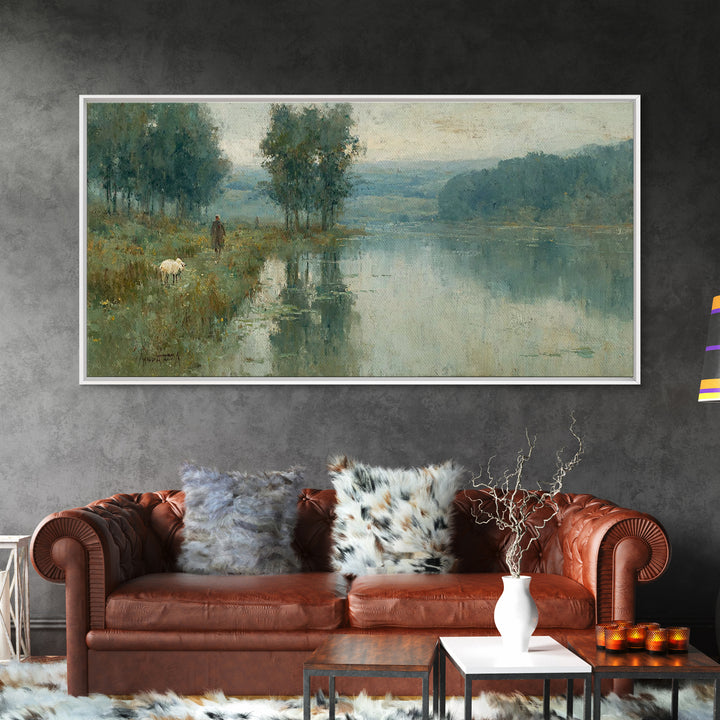 Quiet Pasture Light - Framed Canvas Print - Christian Wall Art - Christian Art Canvas - Jesus Painting - Christian Christmas Art