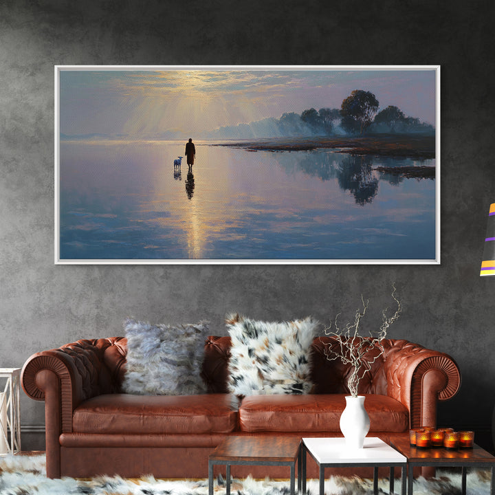 Dawn Of The Shepherd - Framed Canvas Print - Christian Christmas Art - Christian Wall Art - Christian Art Canvas - Jesus Painting