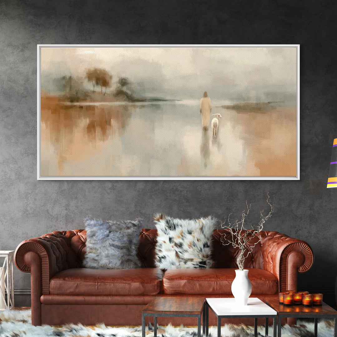 Soft Morning Journey - Framed Canvas Print - Christian Art Canvas - Christian Wall Art - Christian Christmas Art - Jesus Painting