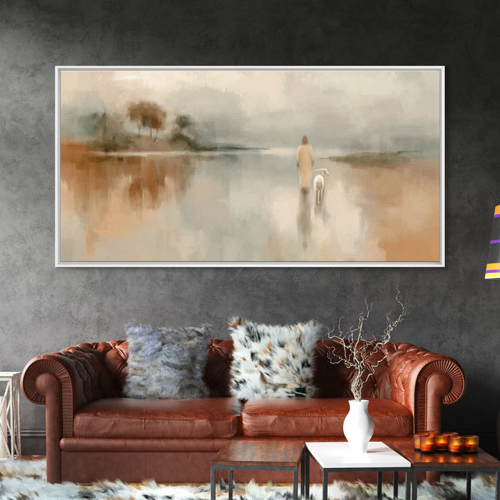 Soft Morning Journey - Framed Canvas Print - Christian Art Canvas - Christian Wall Art - Christian Christmas Art - Jesus Painting