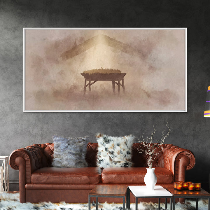 Manger Of Wonder – Framed Canvas Print – Christian Art – Christian Christmas Art – Christmas Wall Art – Christian Gift Ideas