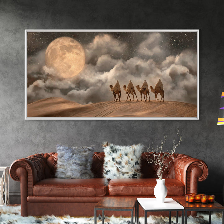 Desert Moon Journey, Framed Canvas Print, Christian Art Canvas, Christian Art Print, Christian Wall Art, Christian Christmas Art, Jesus Pai