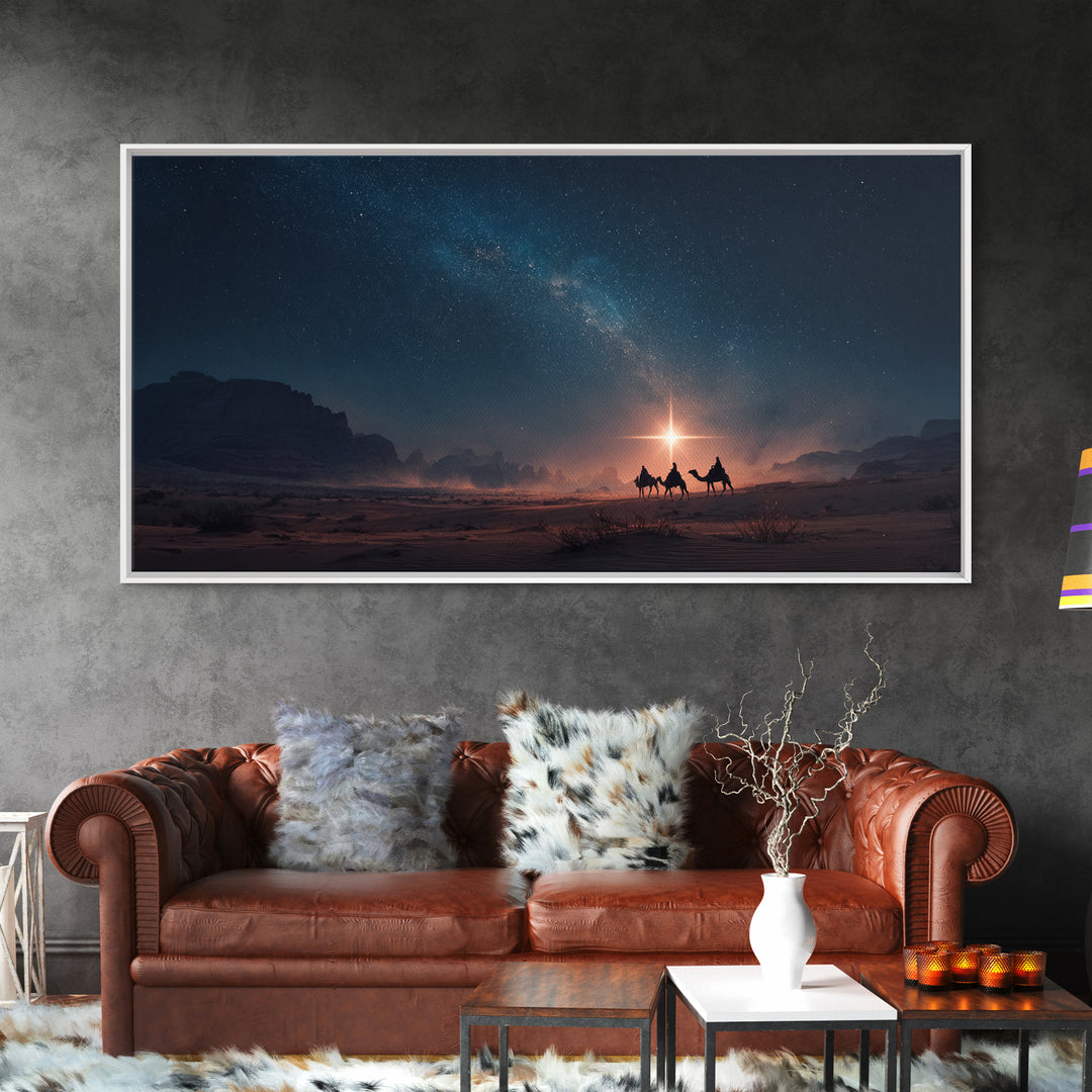 Night Star Caravan – Framed Canvas Print – Jesus Painting – Christian Wall Art – Christian Art Canvas – Christian Art Print – Christmas Art