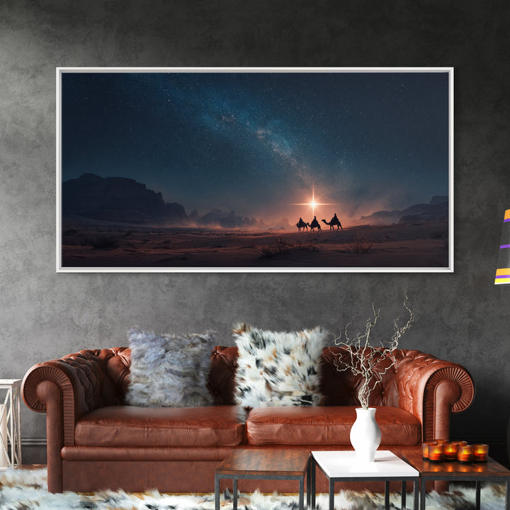 Night Star Caravan – Framed Canvas Print – Jesus Painting – Christian Wall Art – Christian Art Canvas – Christian Art Print – Christmas Art