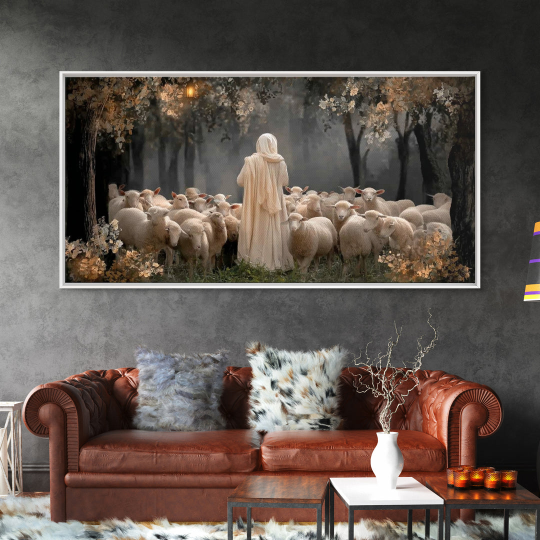 Shepherd’s Care | Framed Canvas Print | Christian Wall Art | Christmas Art | Christian Art Canvas | Jesus Painting | Christian Art Print