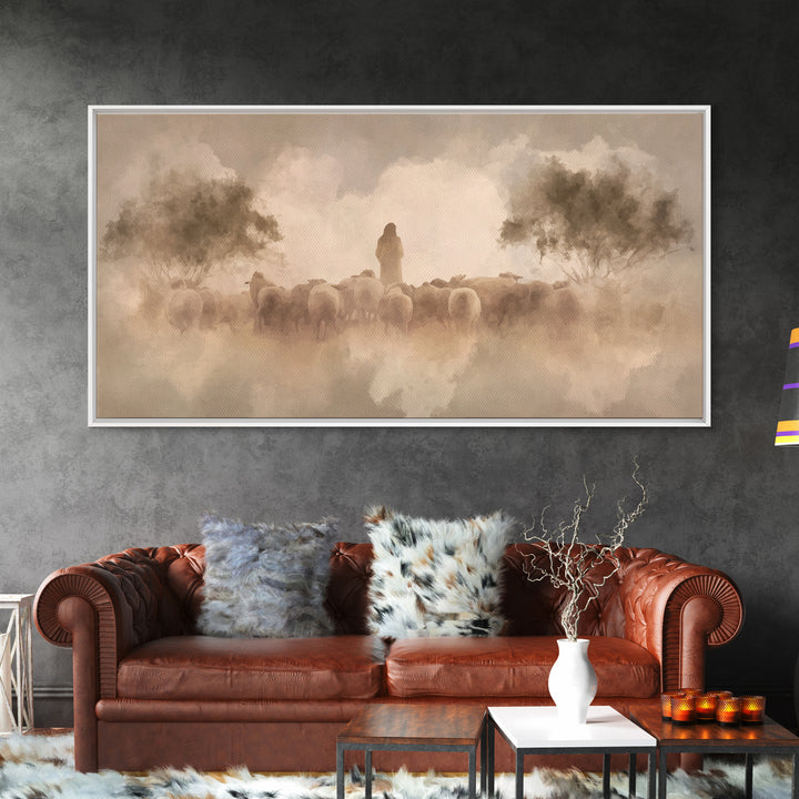 Morning Shepherd | Framed Canvas Print | Christian Christmas Art | Christian Art Canvas | Christian Wall Art | Christian Art Print | Jesus