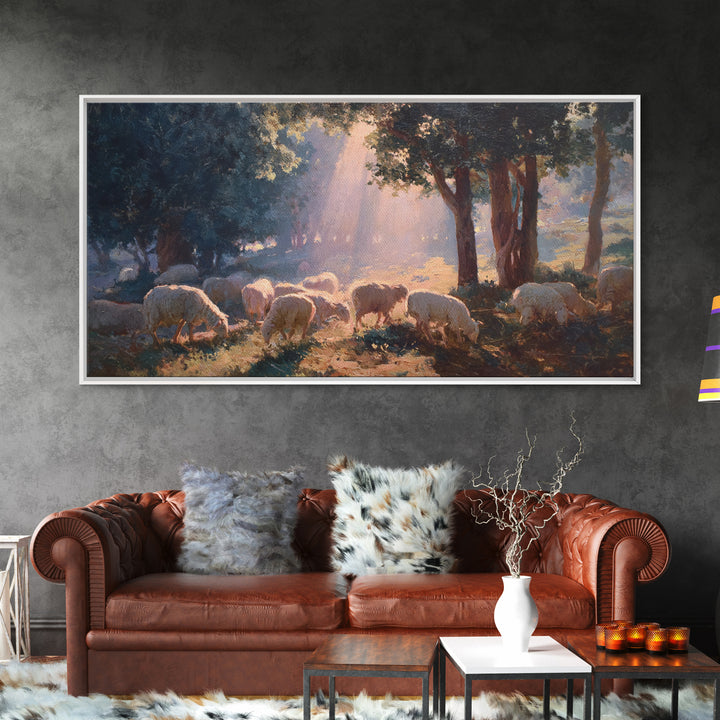 Pastoral Peace – Framed Canvas Print – Christian Art Print – Christmas Art – Christian Wall Art – Jesus Painting – Christian Art Canvas