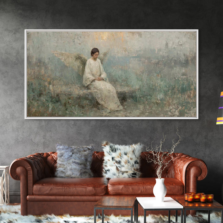 Silent Guardian - Framed Canvas Print - Christian Art Canvas - Angel Christian Art - Christian Wall Art - Subtle Christian Art