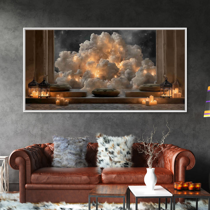 Celestial Glow - Framed Canvas Print - Christian Christmas Art - Christian Art Canvas - Moody Christmas Art - Christian Wall Art