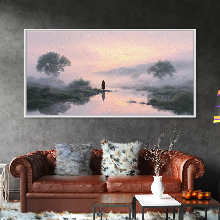 Misty Valley Peace – Framed Canvas Print – Christian Wall Art – Jesus Painting – Christian Art Canvas – Subtle Christian Art – Christian De