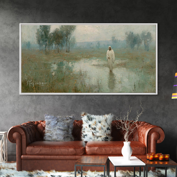 Silent Meadow Light – Framed Canvas Print – Christian Art Canvas – Jesus Painting – Christian Wall Art – Vintage Christian Painting – Chris