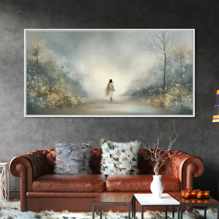 Garden Way Promise, Framed Canvas Print, Christian Wall Art, Jesus Painting, Christian Art Canvas, Modern Christian Art, Christian Gift Ide