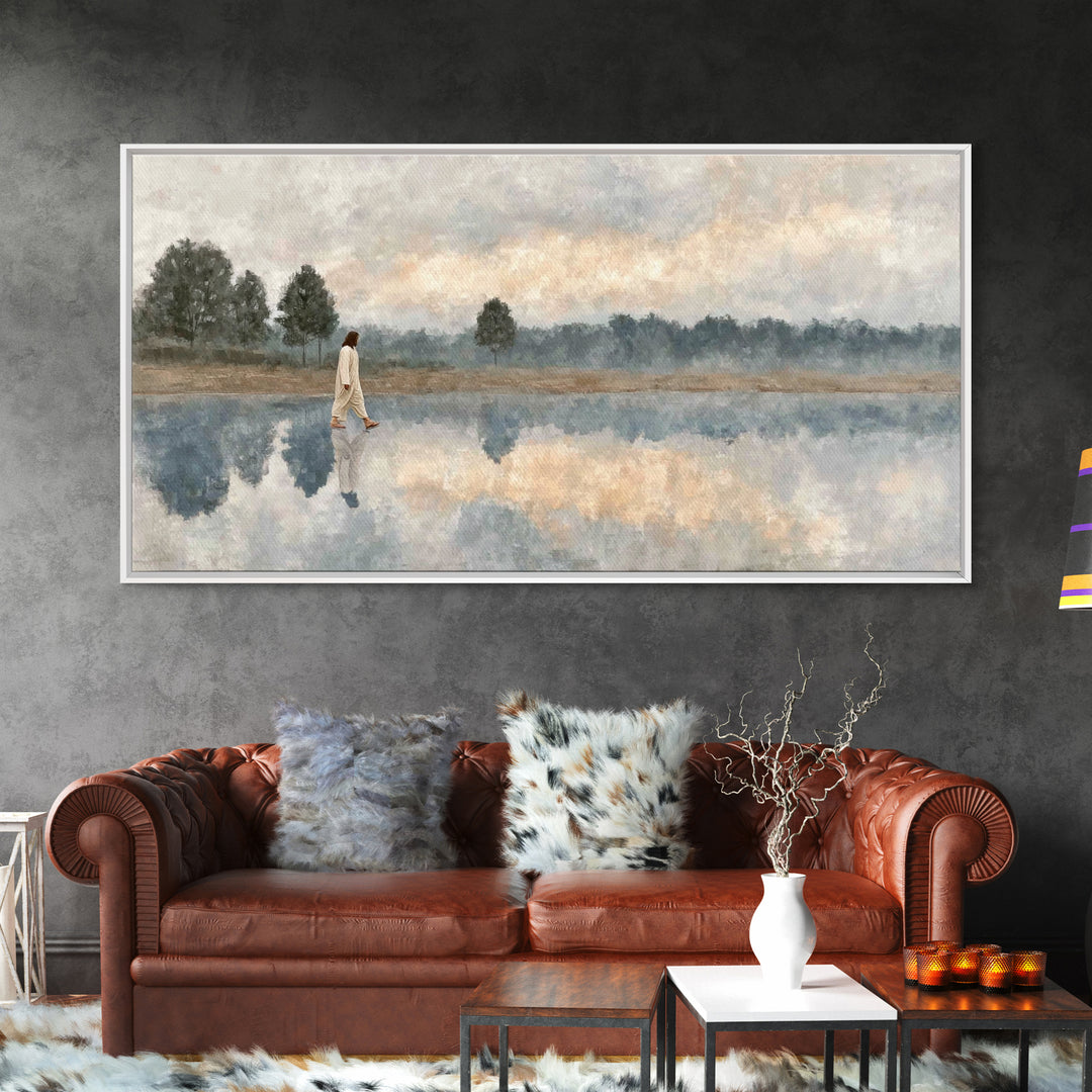 Shoreline Of Mercy – Framed Canvas Print – Jesus Painting – Christian Wall Art – Christian Art Canvas – Subtle Christian Paintings – Christ