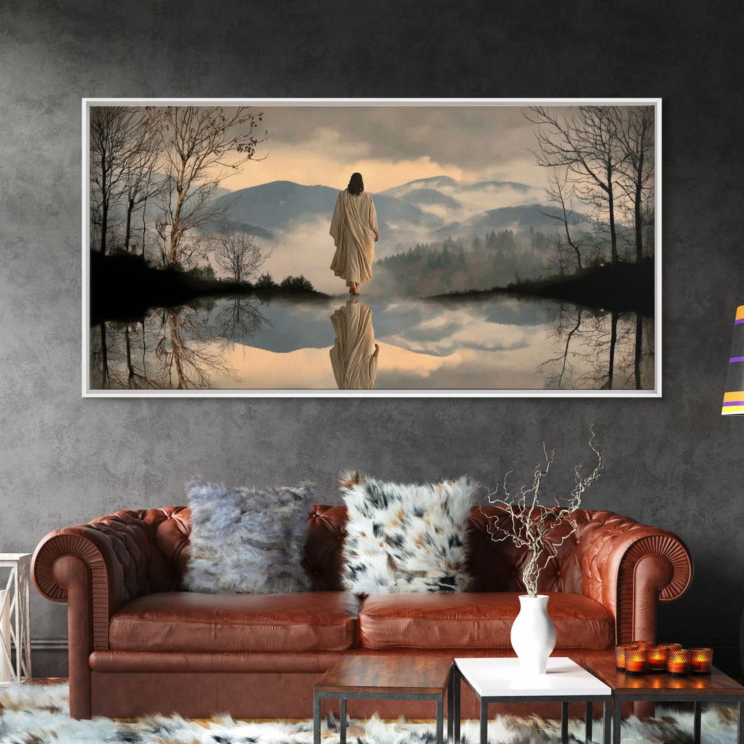 Mountain Peace Journey – Framed Canvas Print – Christian Wall Art – Jesus Painting – Christian Art Canvas – Moody Christian Art – Christian