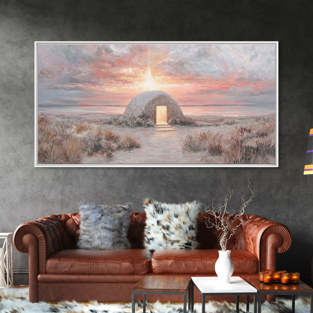 Manger Light – Framed Canvas Print – Christian Christmas Art – Christmas Wall Art – Jesus Painting – Christian Art Canvas – Christian Decor