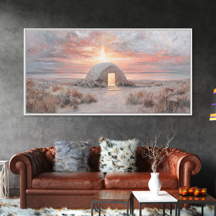 Manger Light – Framed Canvas Print – Christian Christmas Art – Christmas Wall Art – Jesus Painting – Christian Art Canvas – Christian Decor