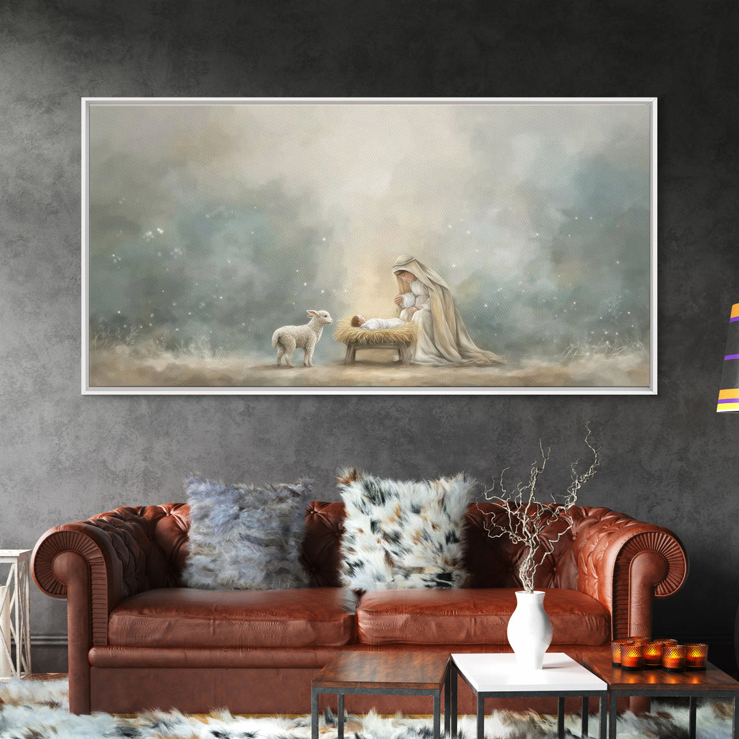 Heaven’s Gentle Dawn – Framed Canvas Print – Christian Art Canvas – Christian Wall Art – Jesus Painting – Christmas Art – Christian Christm