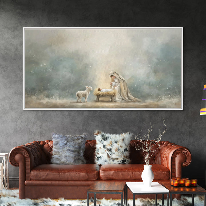 Heaven’s Gentle Dawn – Framed Canvas Print – Christian Art Canvas – Christian Wall Art – Jesus Painting – Christmas Art – Christian Christm