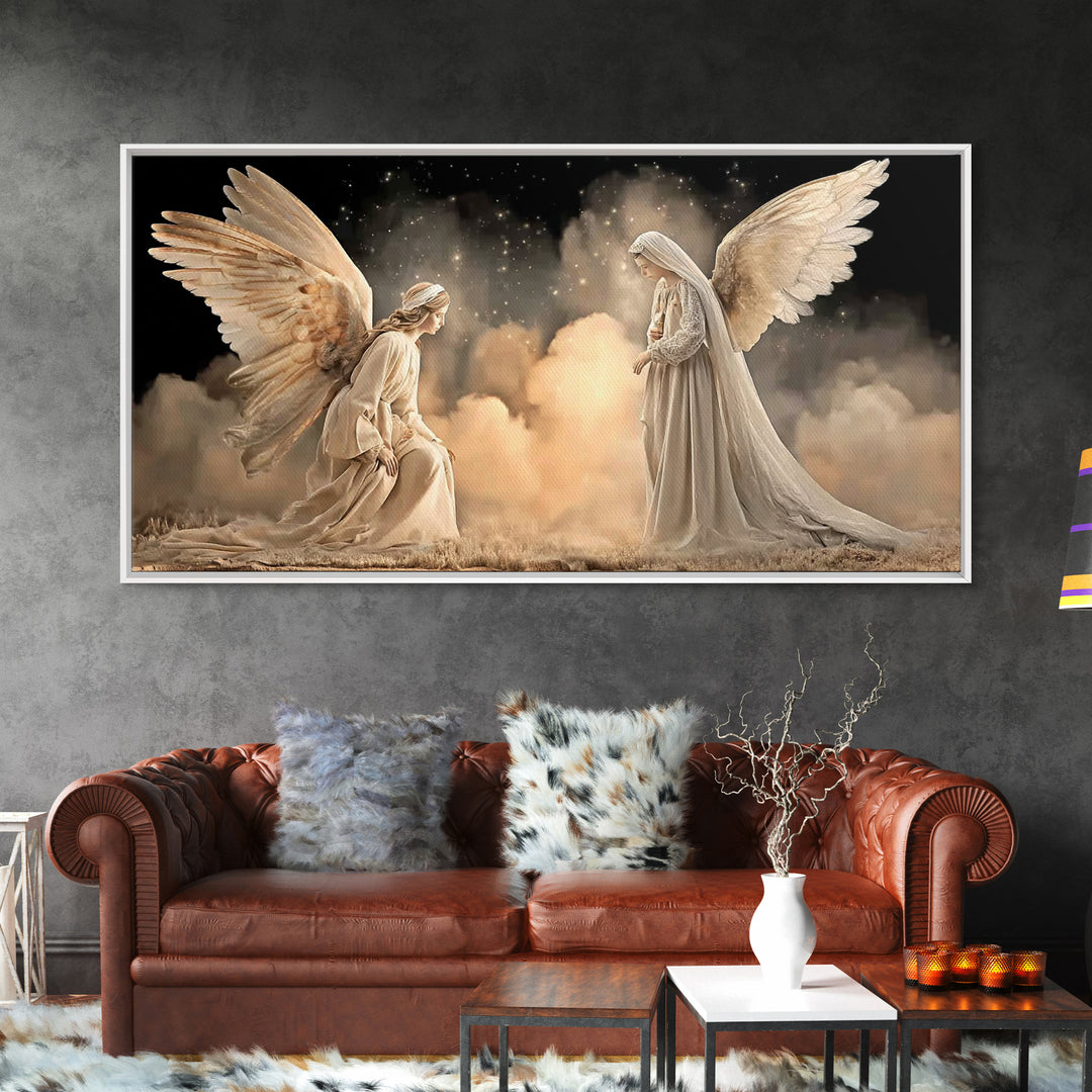 Angelic Reverence – Framed Canvas Print – Christian Art Canvas – Christian Wall Art – Modern Christian Art – Christian Christmas Art