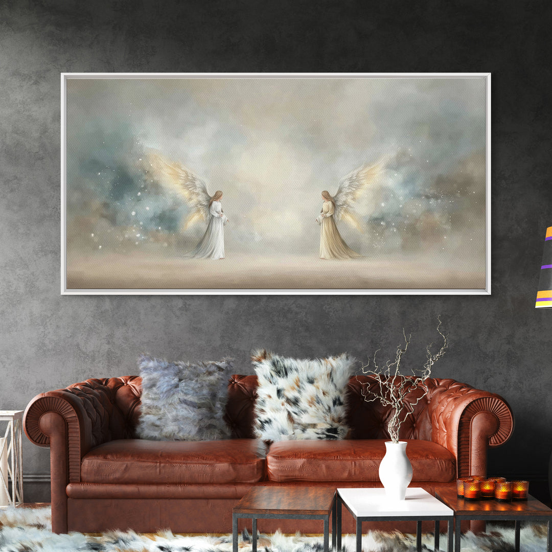 Serene Messengers – Framed Canvas Print – Christian Art Canvas – Framed Christian Art – Christian Christmas Art – Christmas Wall Art