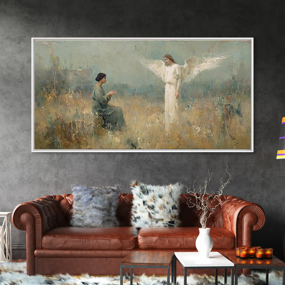 Gentle Annunciation – Framed Canvas Print – Christian Art Canvas – Christian Art Print – Vintage Christian Art – Christian Wall Art