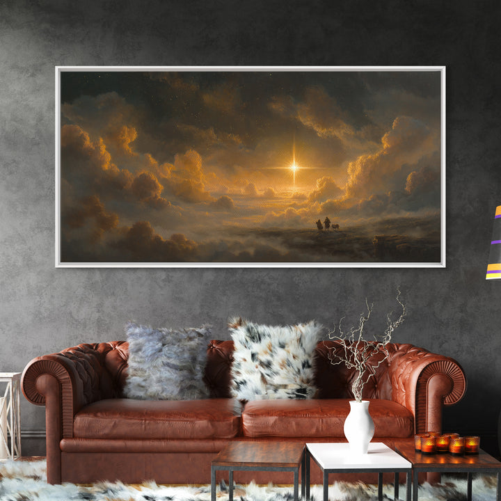 The Guiding Star - Framed Canvas Print - Christian Wall Art - Christmas Canvas Wall Art - Moody Christmas Art - Christian Christmas Art