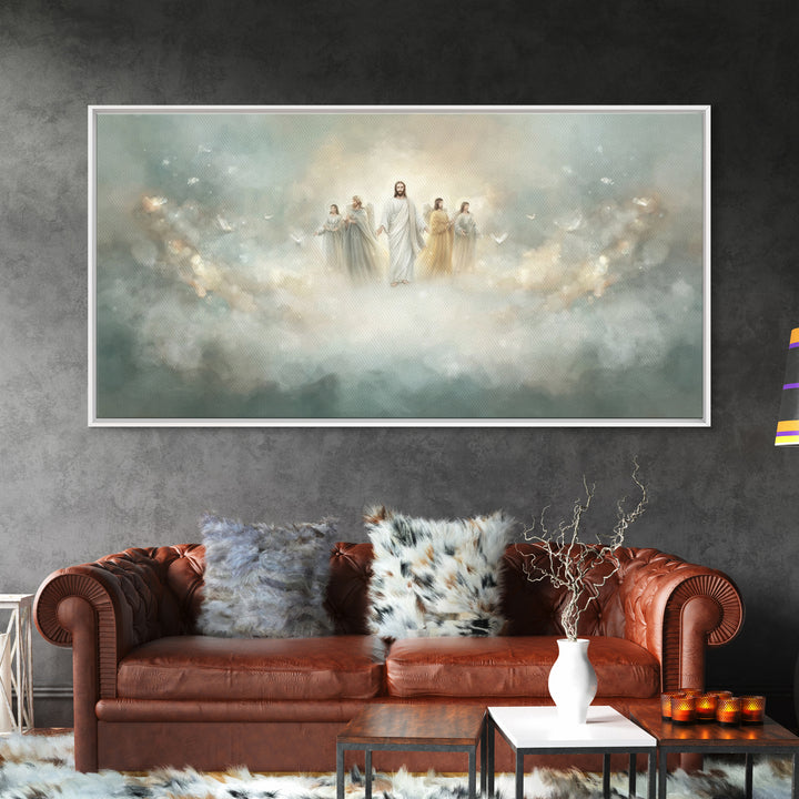 Clouds Of Glory, Framed Canvas Print, Christian Art Canvas, Jesus Painting, Christian Wall Art, Christian Christmas Decor, Modern Christian