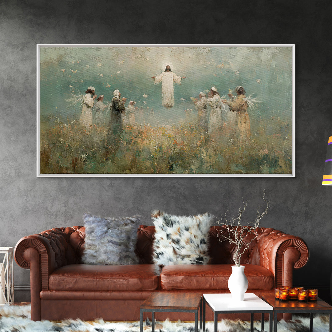 Ascension Field | Framed Canvas Print | Christian Art Print | Jesus Painting | Vintage Christian Art | Christian Wall Art | Christian Gift