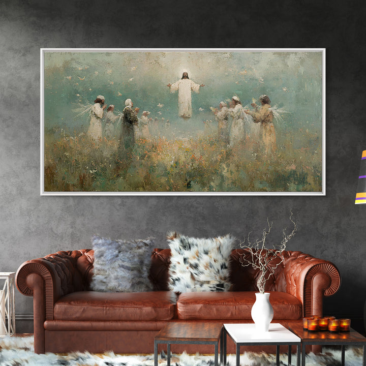 Ascension Field | Framed Canvas Print | Christian Art Print | Jesus Painting | Vintage Christian Art | Christian Wall Art | Christian Gift