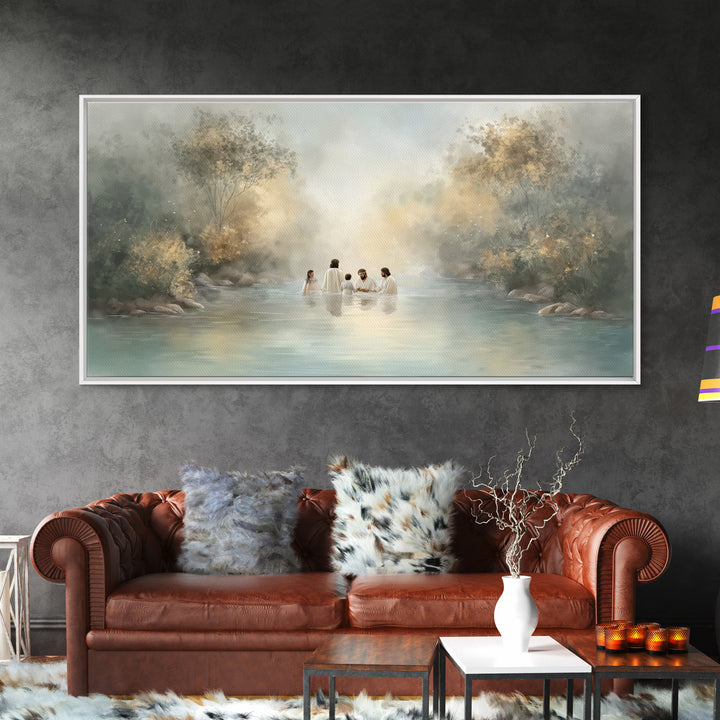 River Blessing – Framed Canvas Print – Christian Wall Art – Jesus Painting – Christian Art Canvas – Subtle Christian Art – Christian Decor
