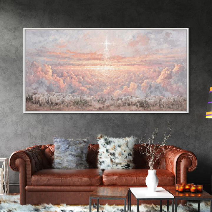 Shepherds Of Dawn - Framed Canvas Print - Christian Art Print - Christmas Wall Art - Modern Christmas Art - Christian Gift Ideas