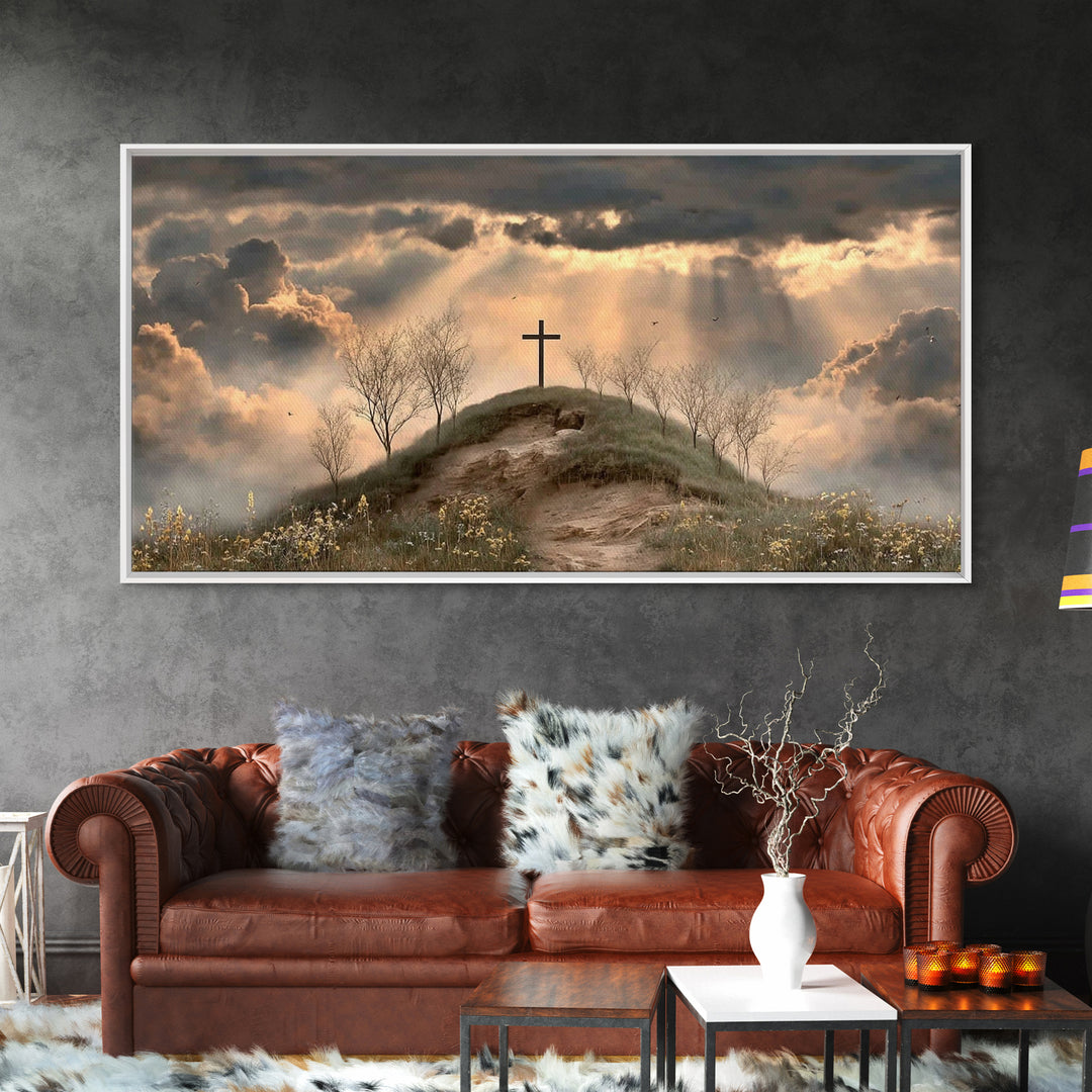 Crosslight Summit | Framed Canvas Print | Christian Wall Art | Moody Christian Art | Christian Art Canvas | Christian Decor For Home | Chri