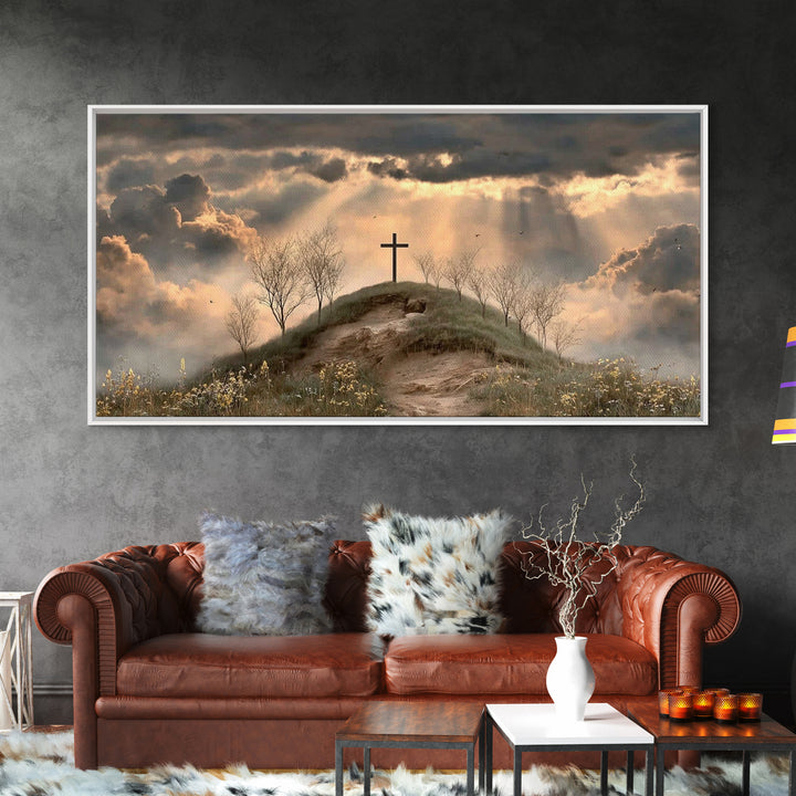 Crosslight Summit | Framed Canvas Print | Christian Wall Art | Moody Christian Art | Christian Art Canvas | Christian Decor For Home | Chri
