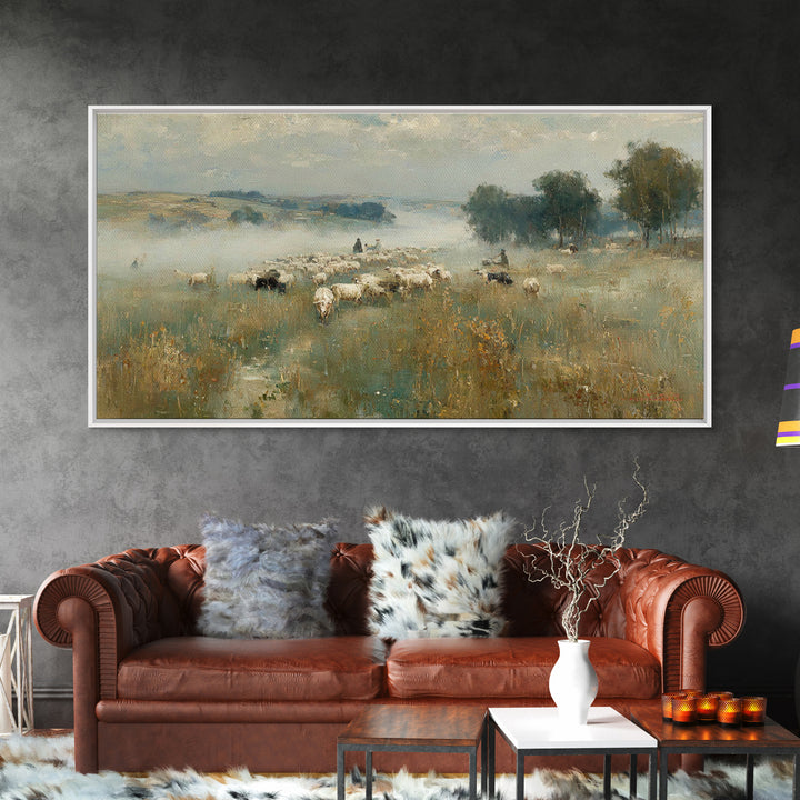 Pastoral Morning Peace - Framed Canvas Print - Christian Paintings - Christian Wall Art - Christmas Art Prints - Subtle Christian Art