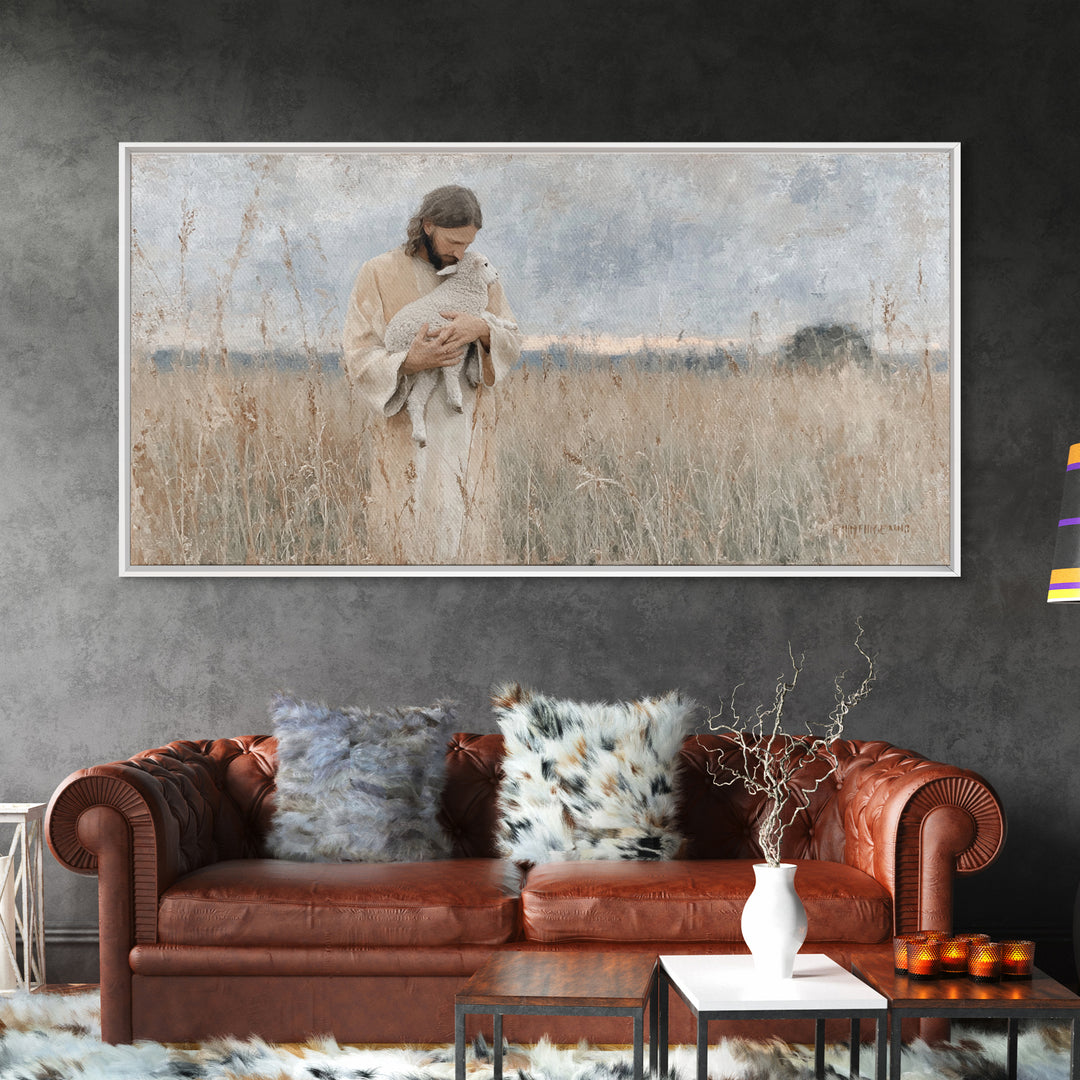 Field Of Compassion - Framed Canvas Print - Christian Art Canvas - Jesus Painting - Minimalist Christian Art - Christian Gift Ideas