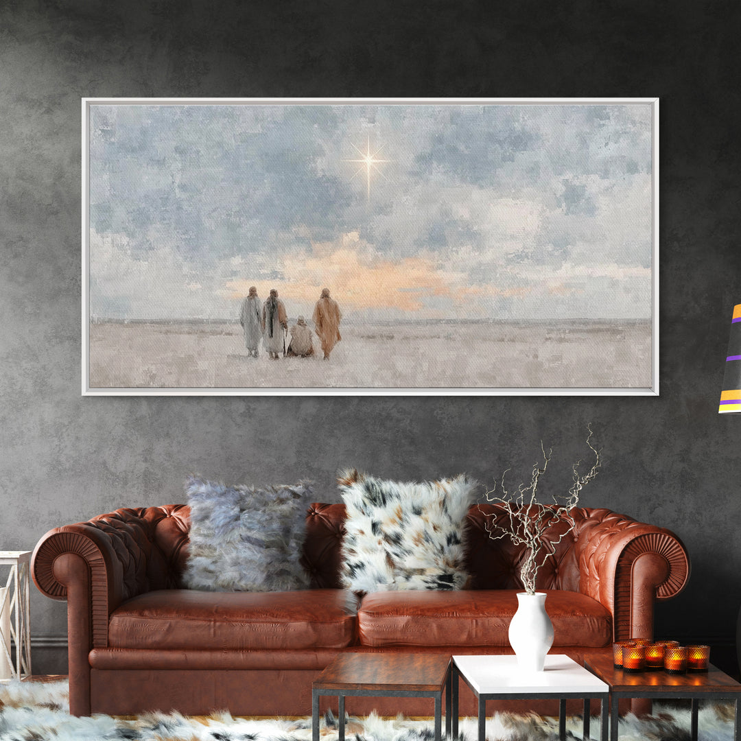 Holy Journey Sky - Framed Canvas Print - Christian Christmas Art - Christmas Canvas Wall Art - Christian Art Work - Christmas Art Prints